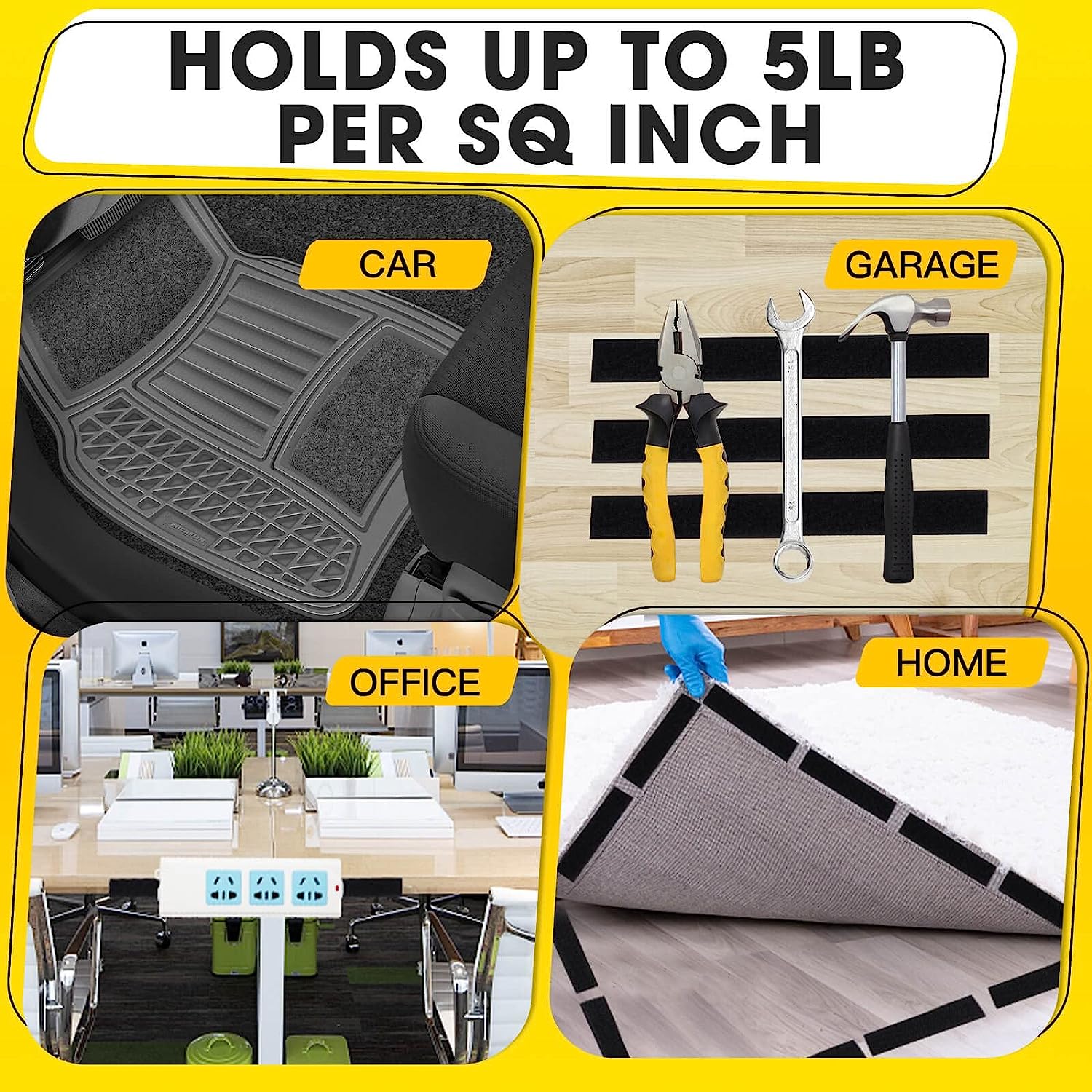 Doslola 12 Sets 2x4 Inch Hook and Loop Strips with Adhesive, Strong Back Adhesive Fasteners Mounting Tape for Home Office School Organization, Crafting, Home Improvement Decorating - Image 6